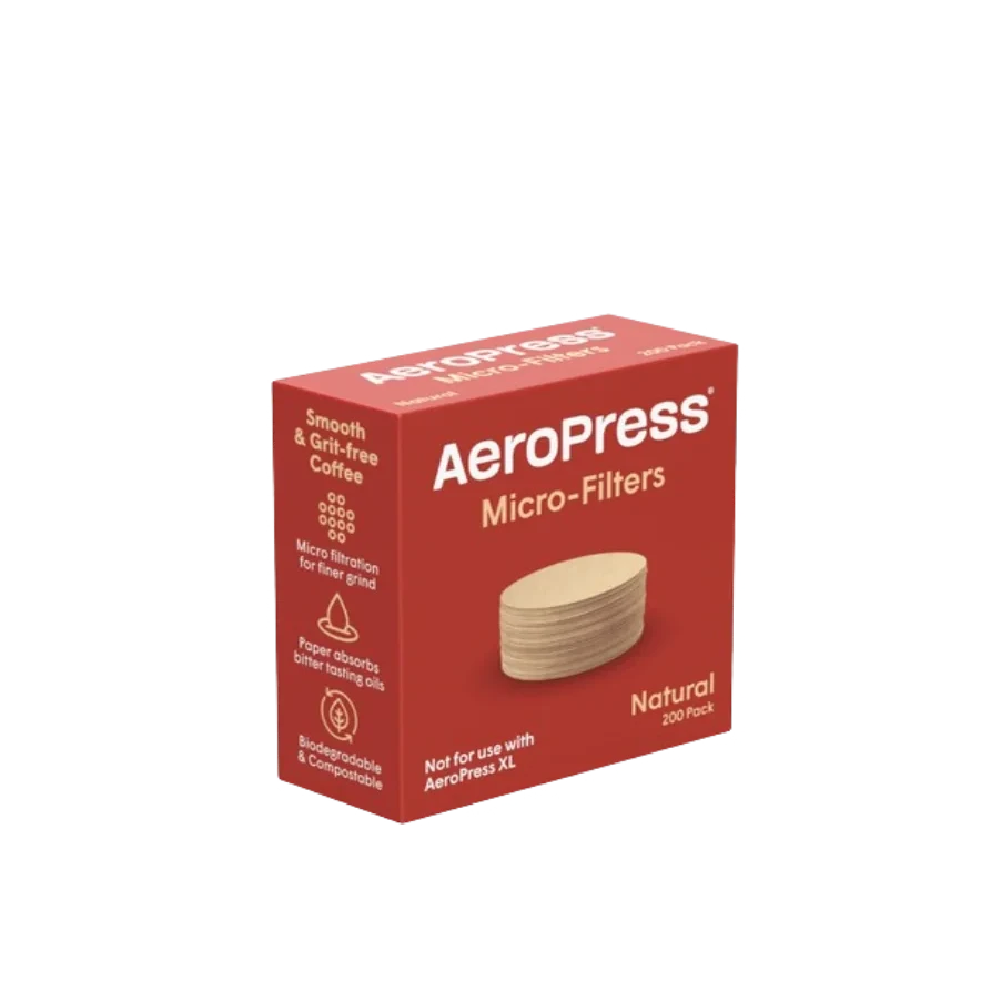 Aeropress micro-filters packaging on a white background