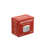 Aeropress micro-filters packaging on a white background