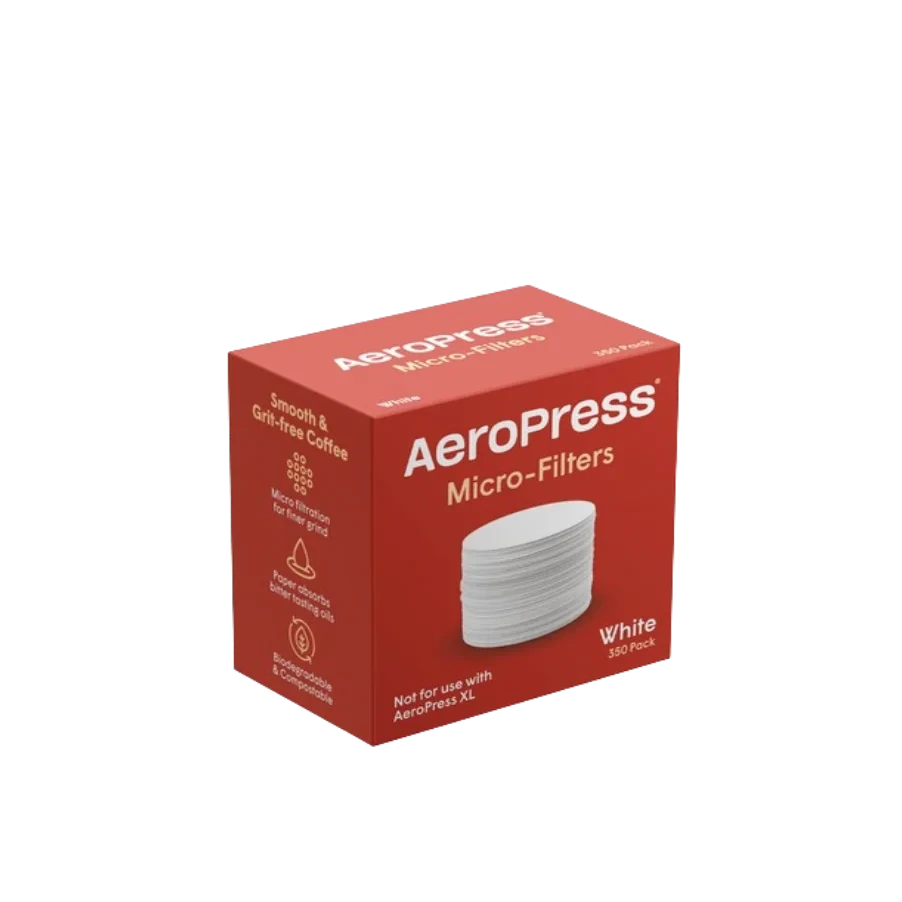 Aeropress micro-filters packaging on a white background
