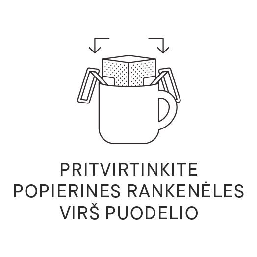 pritvirtinkite popierines rankenèles virs puodelio