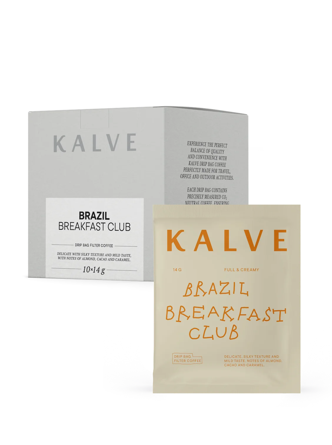 Kalve Brazil Breakfast Club coffee packaging on a white background