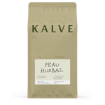 KALVE coffee beans package with 'PERU HUABAL' label on a white background