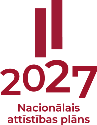 Red text '2027 Nacionálais attéistibas pláns' on a white background