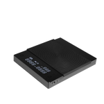 Black electronic scales with digital display on a white background
