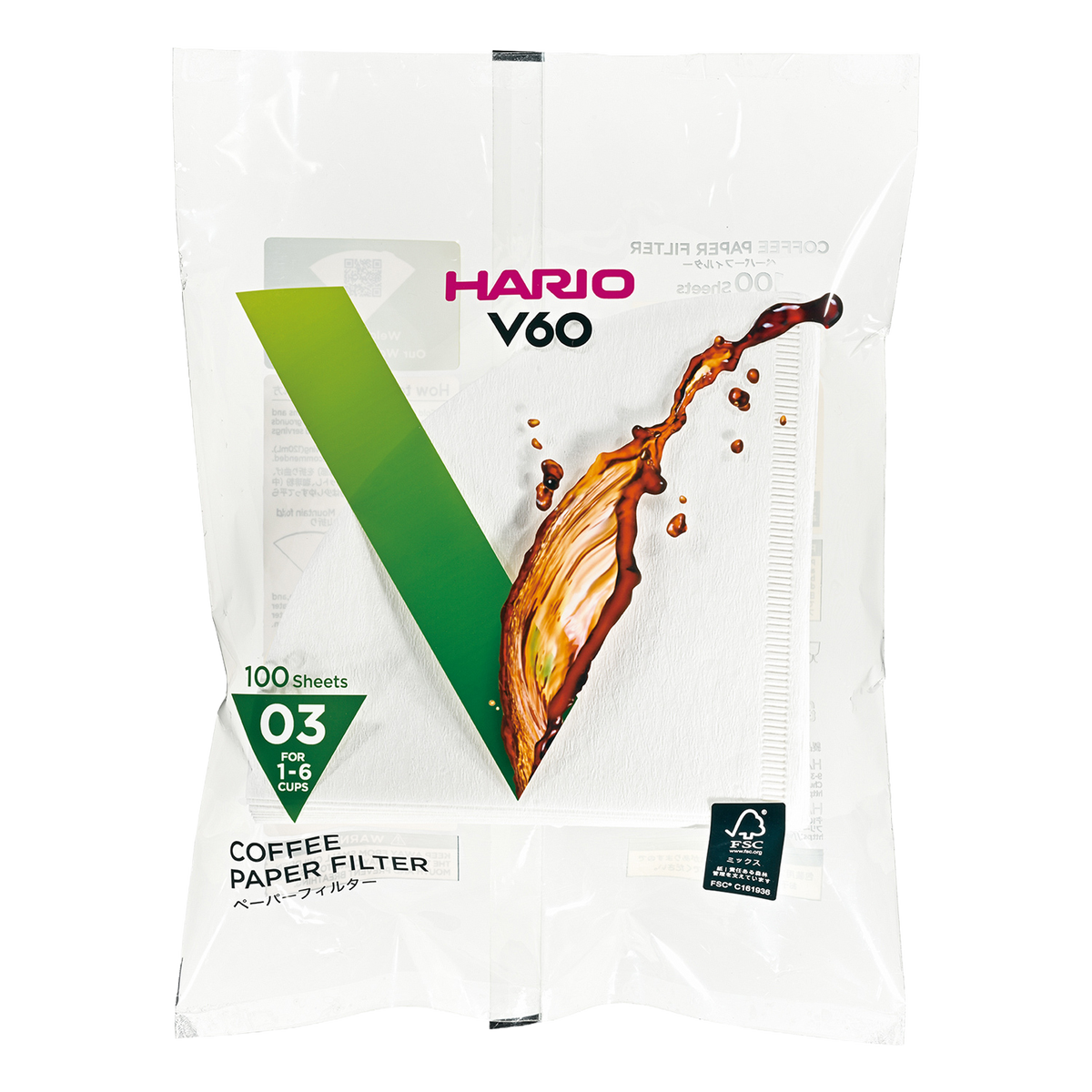 Hario papīra filtri V60–03